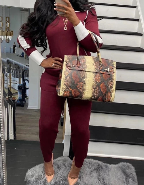 Load image into Gallery viewer, Burgundy Two Piece Pant Set
