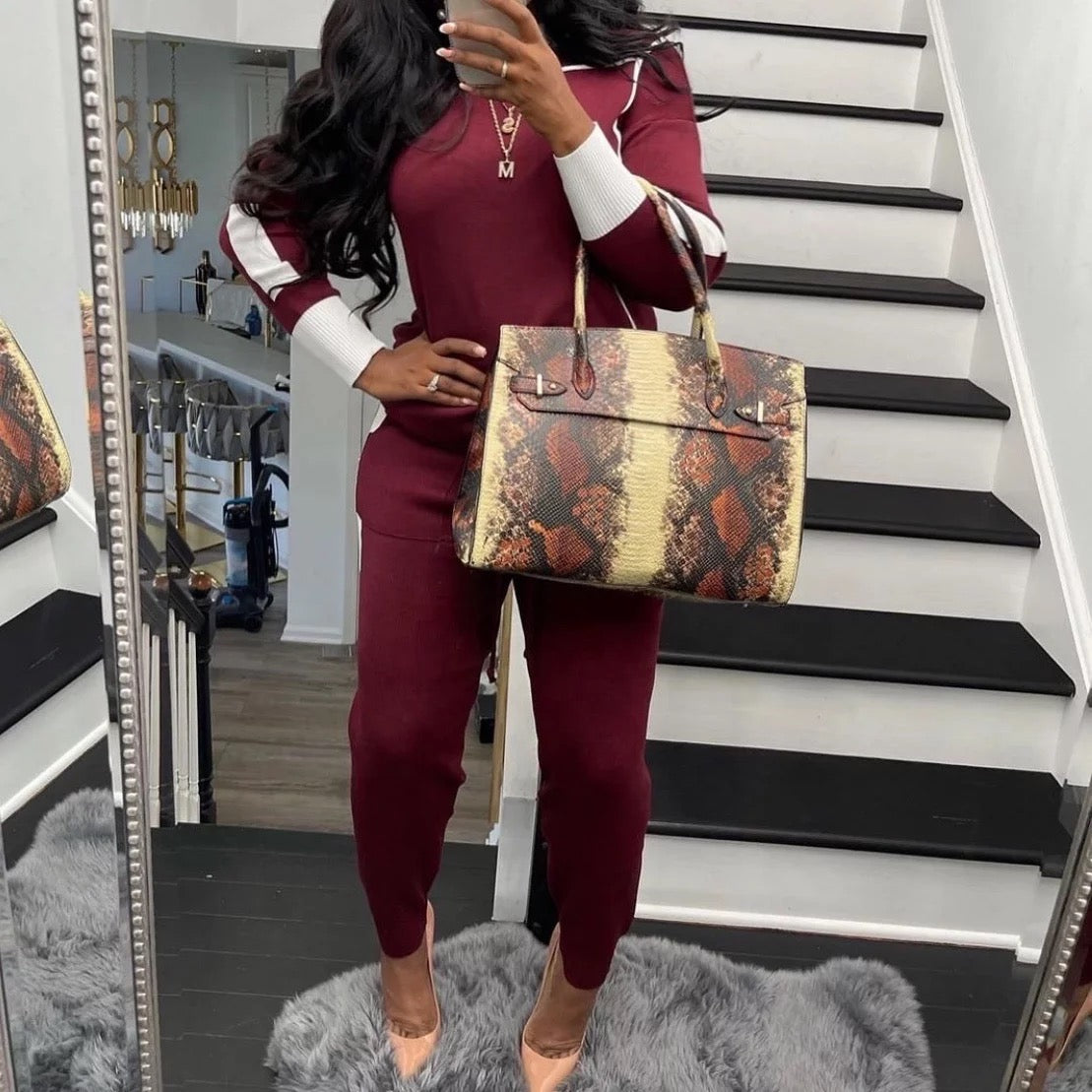 Burgundy Two Piece Pant Set